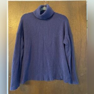 J. Crew Rich Purple Merino Wool Blend Oversized Turtle Neck Sweater size Small